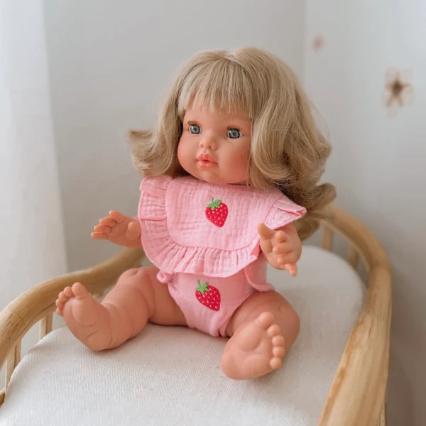 Strawberry Dolls Frilled Bib & Diaper Set - SALLI Collective