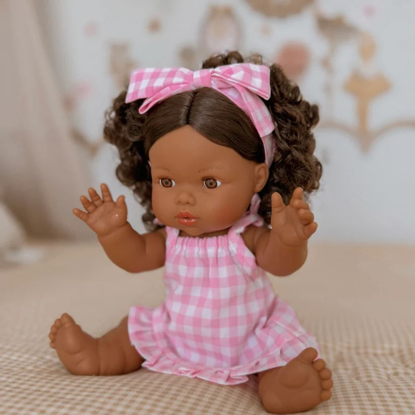 Pink Gingham Dolls Dress & Bow Set - SALLI Collective