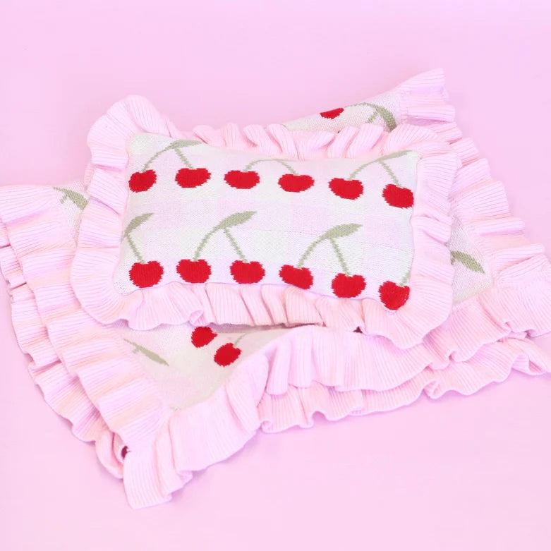 Cherry Gingham Doll Bedding Set - SALLI Collective