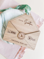 Little Rabbit Lane Christmas wish list ornament shaped like an envelope for Santa letters