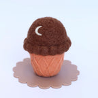 felt chocolate ice cream cone toy handmade wool pretend play dessert moon detail Juni Moon