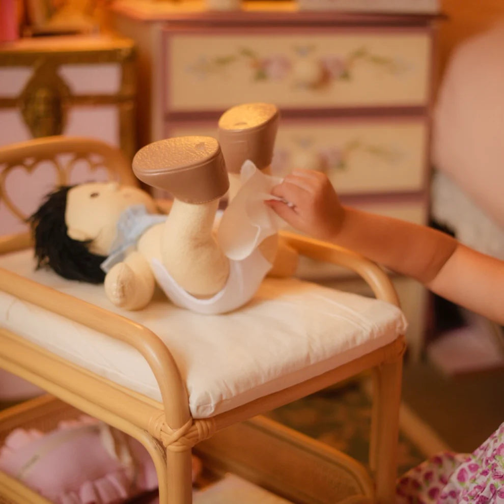 Blue Gingham Doll Pouch + Wipes Set - SALLI Collective