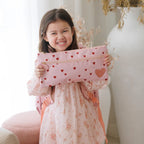 photoshoot to show Fox & Fallow large pencil case. Spacious, durable and can be personalised with embroidery, perfect for school, highschool and everyday use. Can also get matching backpack and lunch bag. This print is little hearts
