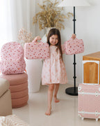 lifestyle photoshoot Fox & Fallow little hearts large lunch bag insulated kids lunch bag with handle