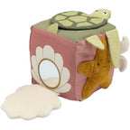 Ocean-themed baby activity cube featuring soft textures and tactile elements