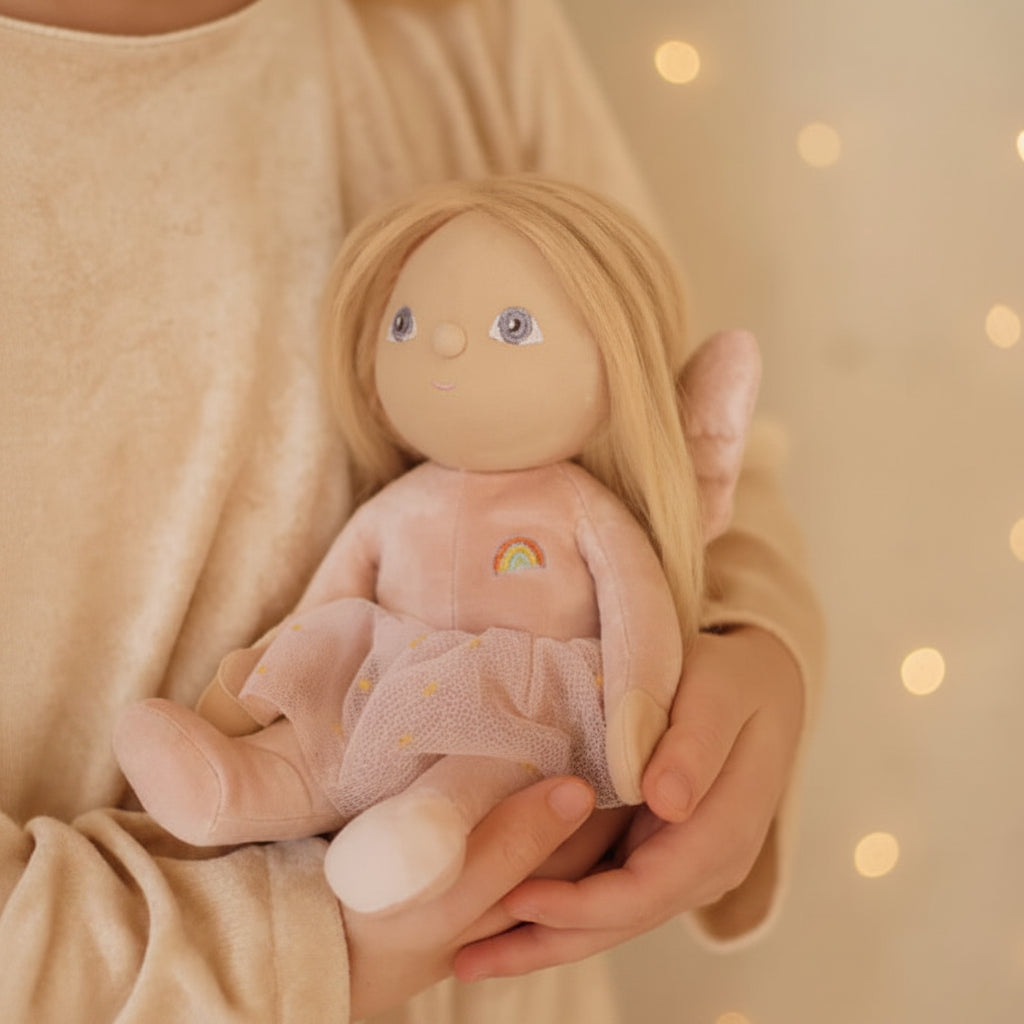 Olli Ella Fairy Fiona Dinky Dinkum doll in pink outfit with wings
