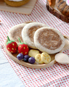 included felt pancake stack toy set handmade wool pretend play food with berries and banana Tara Treasures