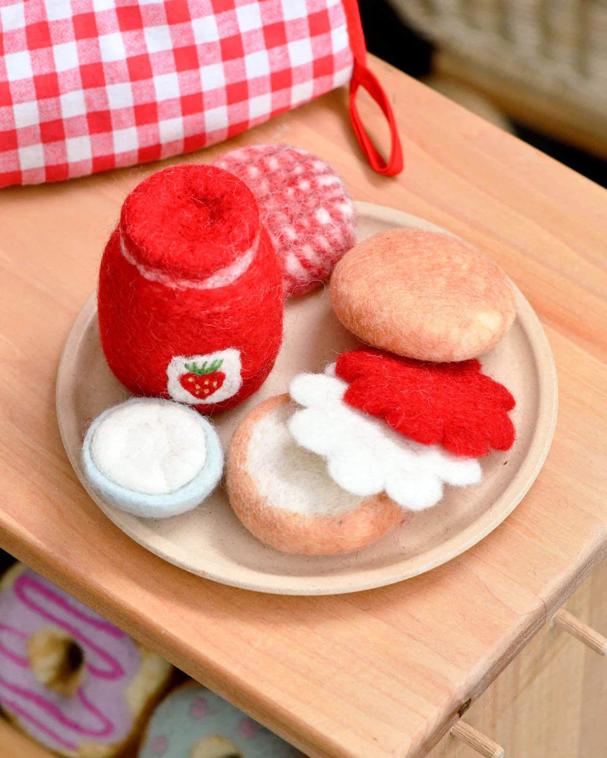 Strawberry Jam + Scones Set Felt Food - Tara Treasures