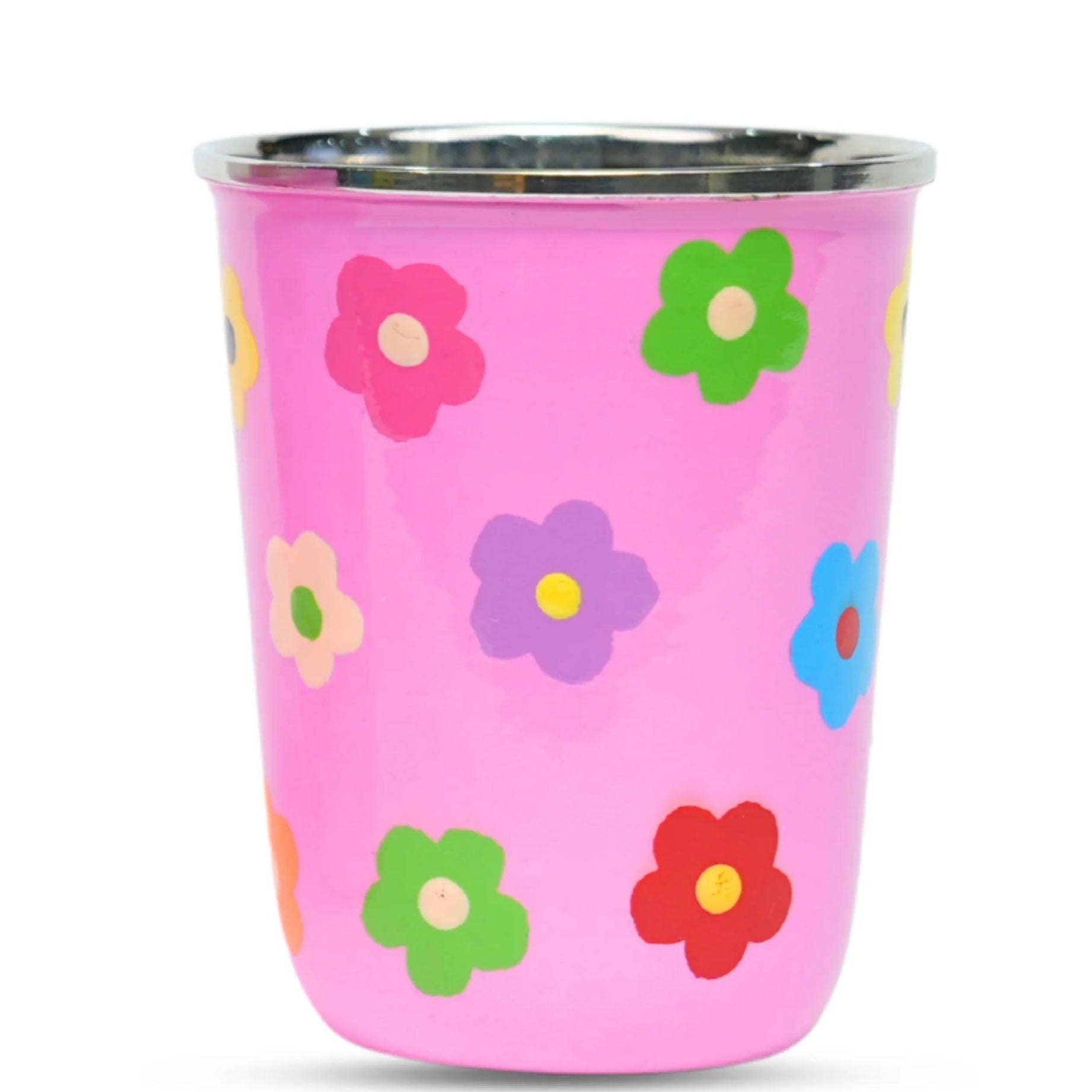 pink daisies stainless steel tumbler cup for camping outdoor by picnic folk