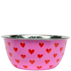 pink hearts stainless steel breakfast bowl by picnic folk