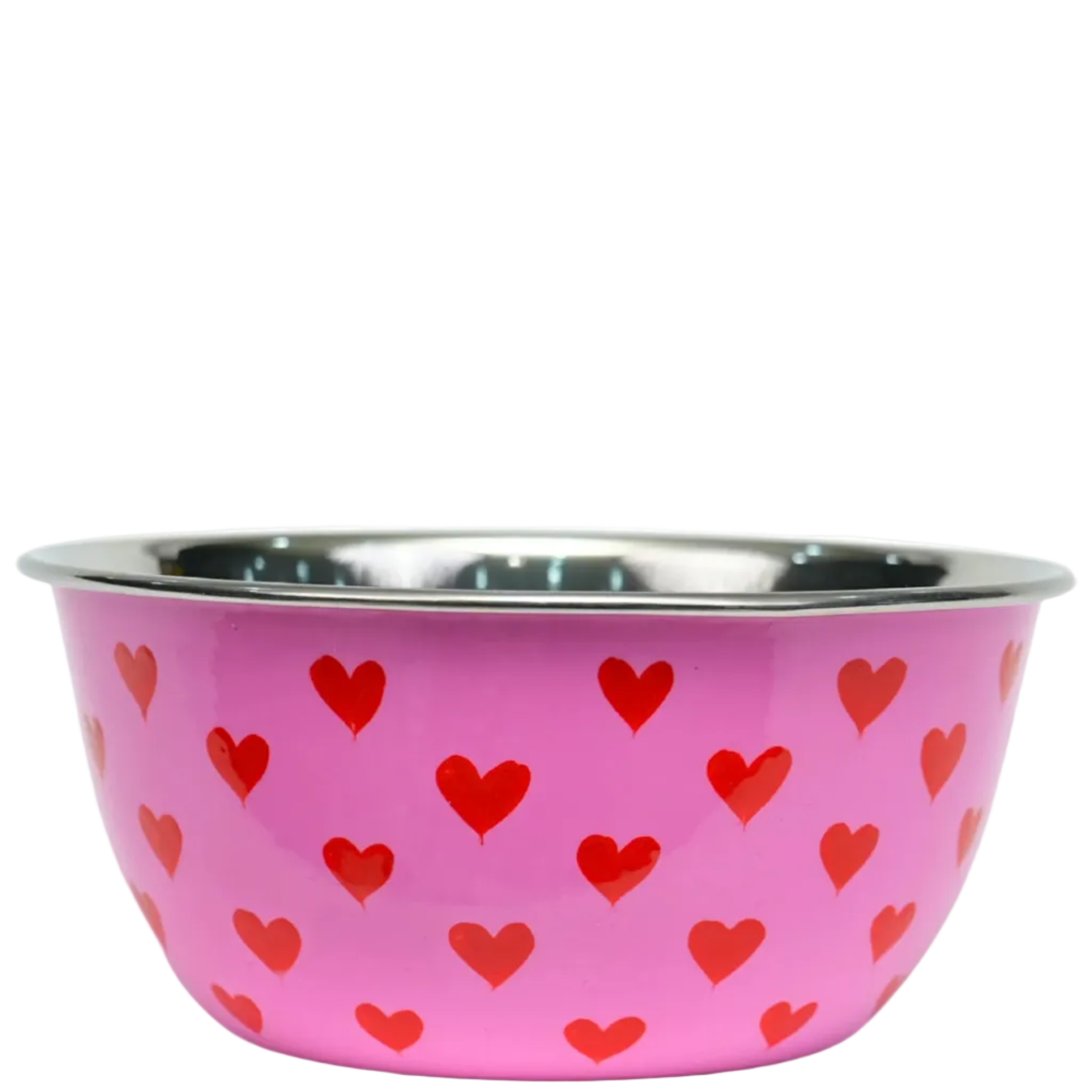 pink hearts stainless steel breakfast bowl by picnic folk