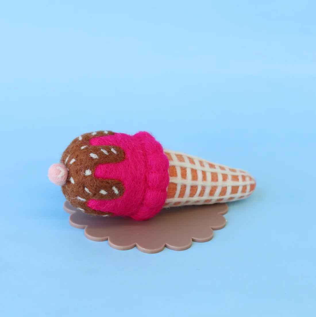 Chocolate Bubblegum Felt Ice-Cream Cone - Juni Moon