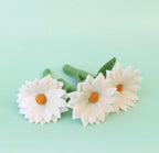 White Felt Daisies & Rattan Vase - Juni Moon