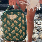kids lunch bag with animal print and zip closure