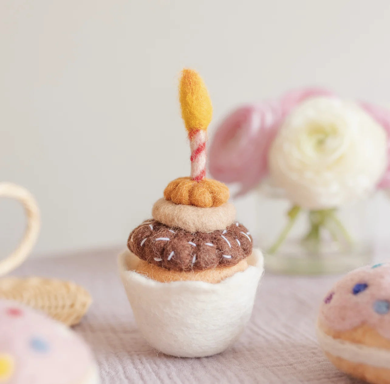 Chocolate Peanut Butter Birthday Wish Cupcake Felt Food - Juni Moon