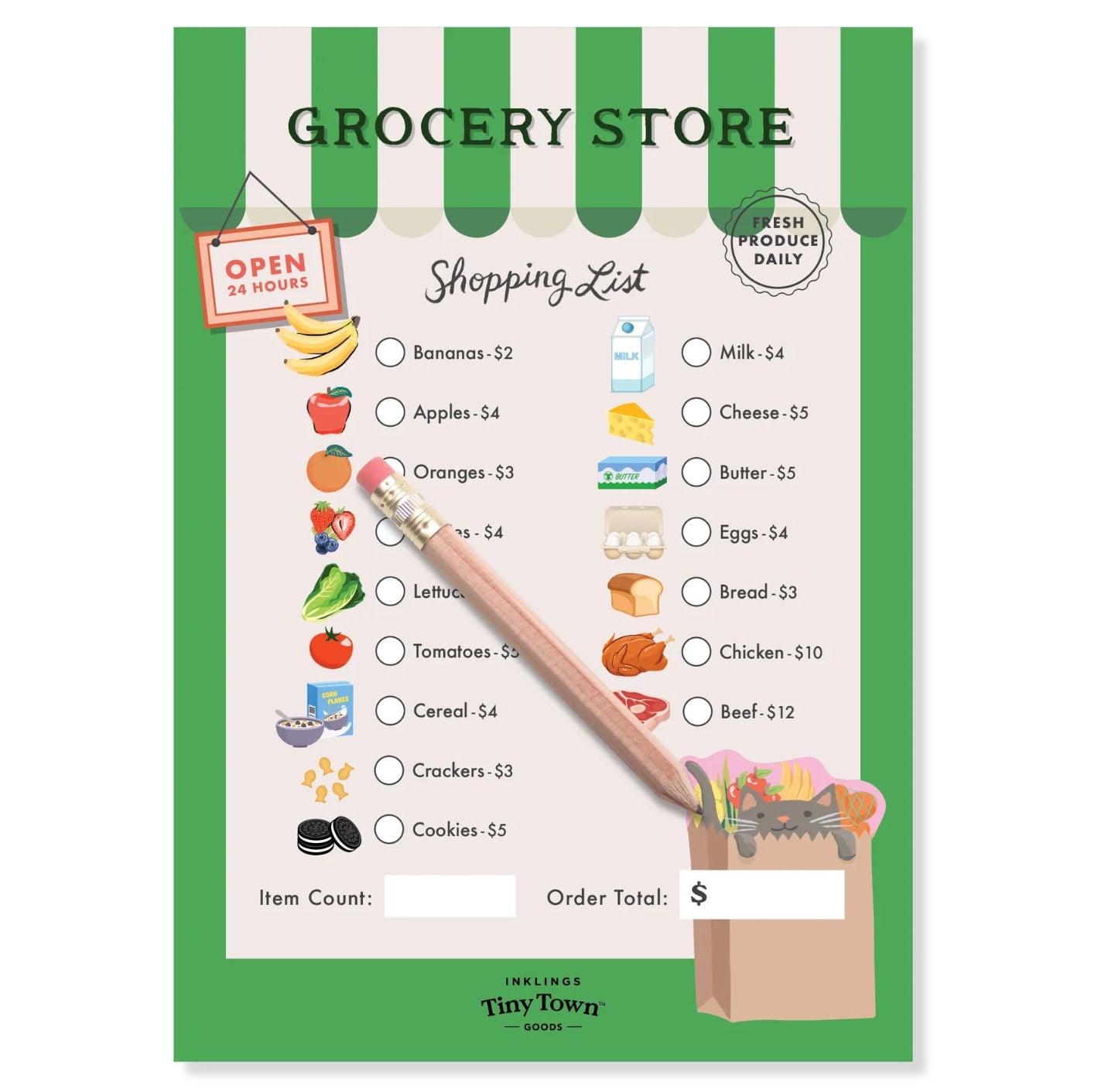 Grocery Store Tiny Town Pretend Play Notepad - Inklings Paperie