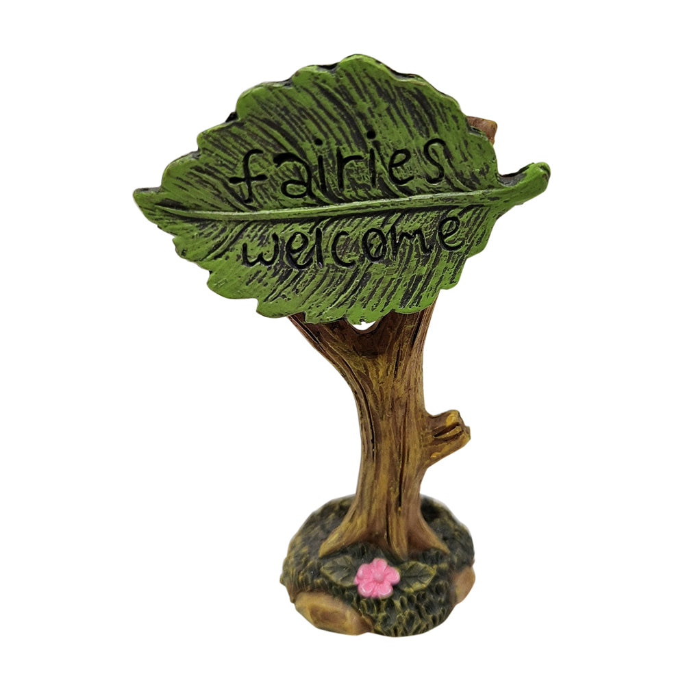 Fairies Welcome Leaf Sign - Fairy Garden