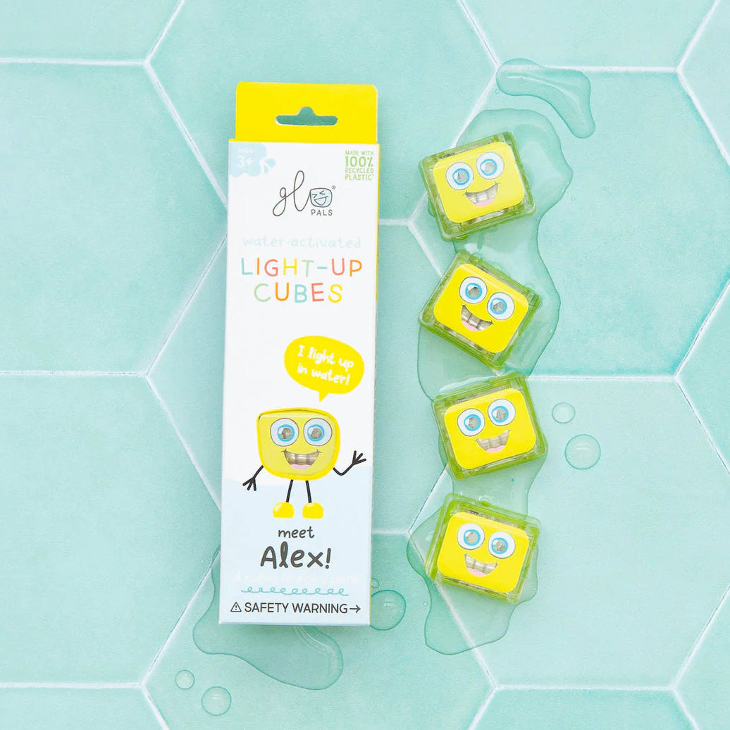 Glo Pal Cube Alex yellow water activated light up cubes by Jellystone Designs
