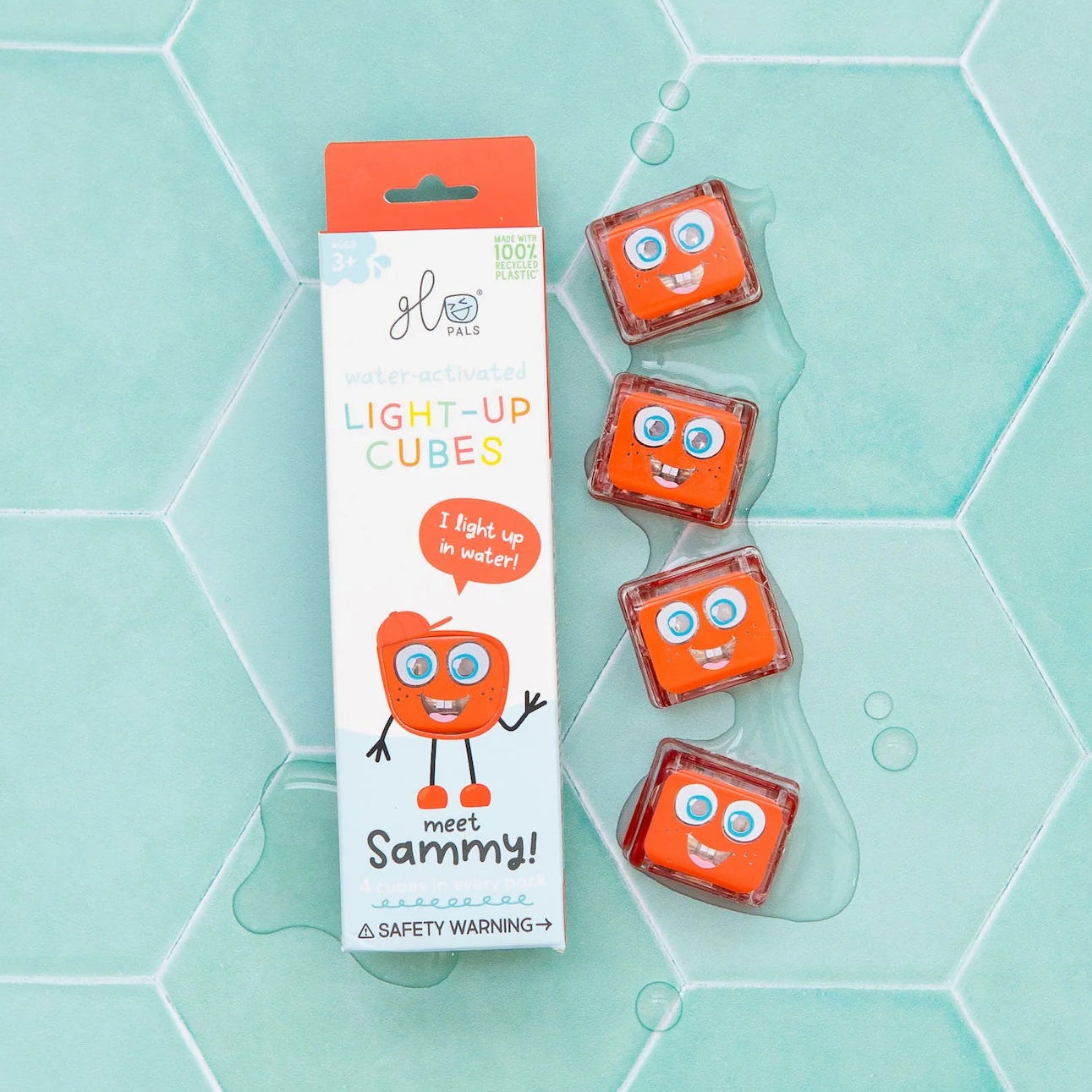 Glo Pal Cube Sammy red water activated light up cubes by Jellystone Designs
