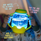 Interactive yellow sensory play jar for toddlers
