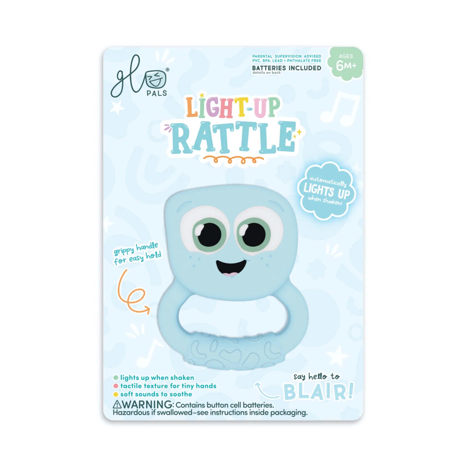Jellystone Designs baby light-up rattle for sensory play and tummy time