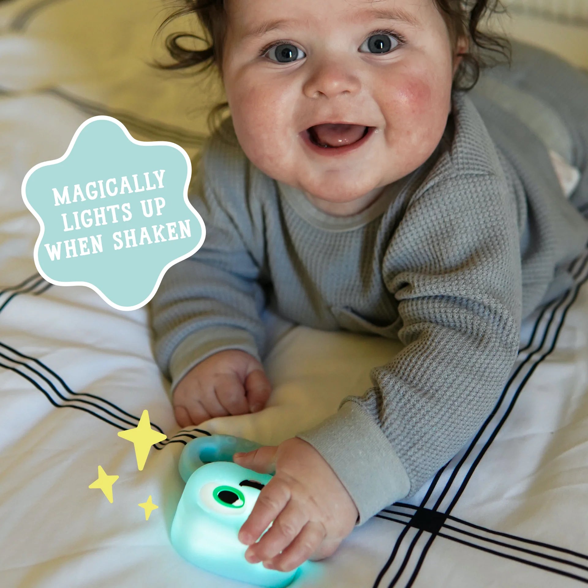 Light-up baby rattle sensory toy with glowing feature by Jellystone Designs
