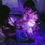 Purple water activated sensory light up cubes for bath and water play
