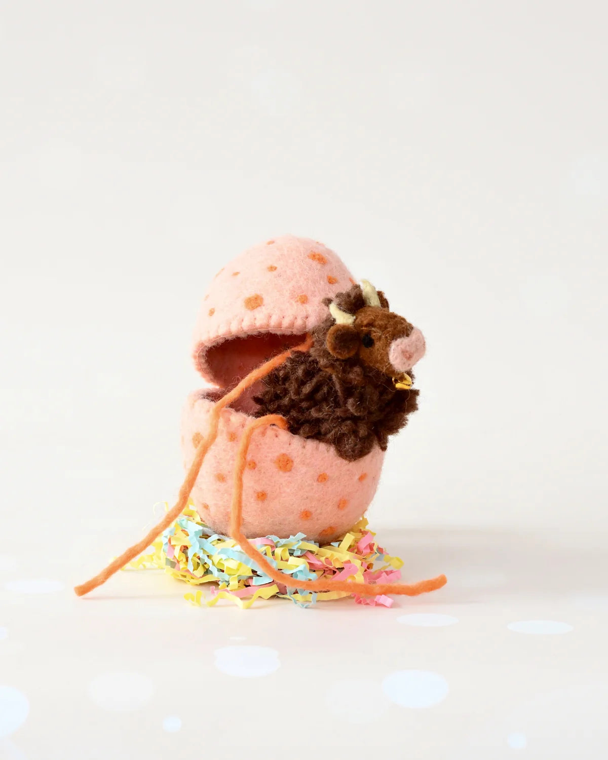 Dun Highland Cow Felt Surprise Egg - Tara Treasures