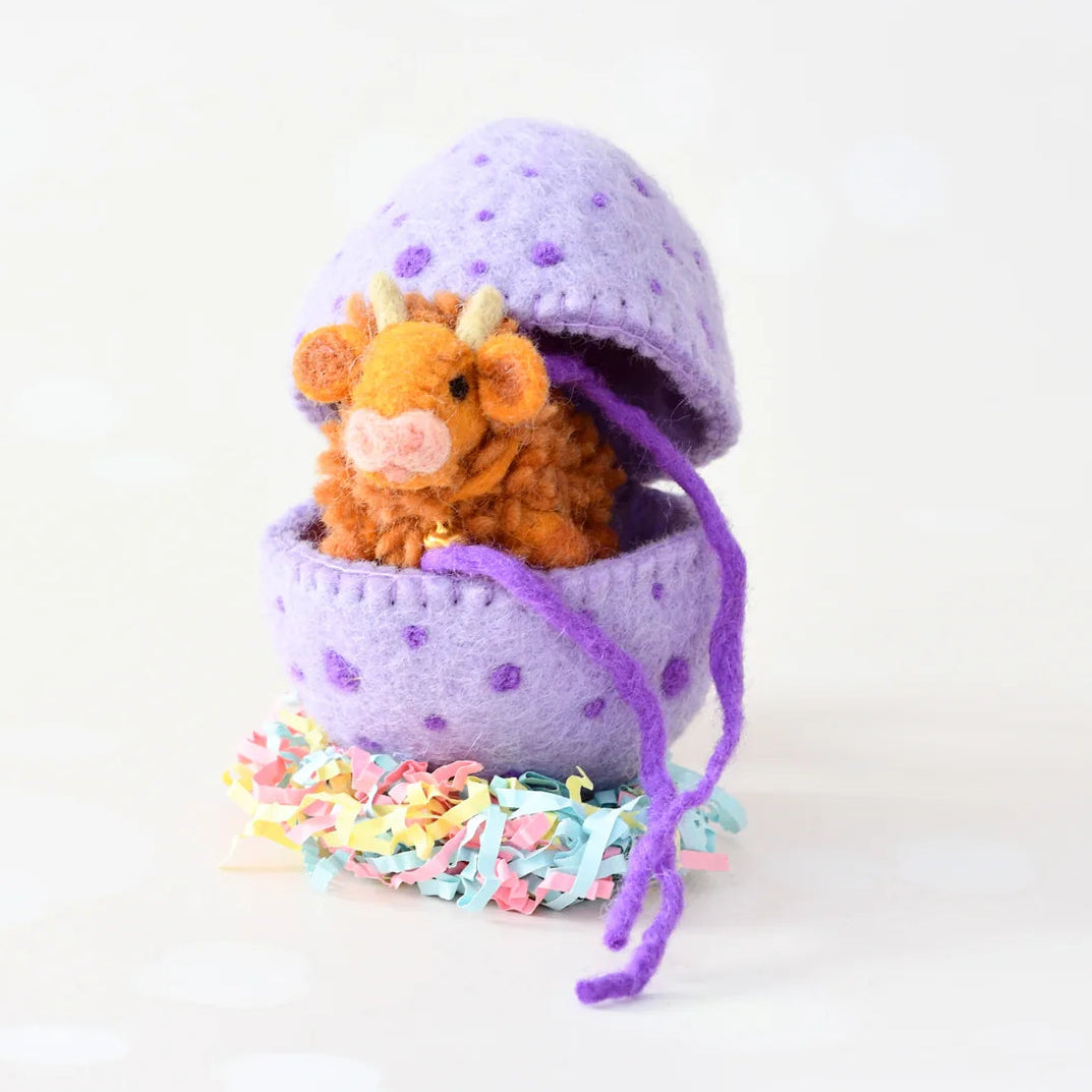 Red Highland Cow Felt Surprise Egg - Tara Treasures