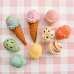 Ice Cream Cones + Scoops Set Felt Food - Tara Treasures