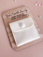tooth fairy keepsake card with velvet pocket detail