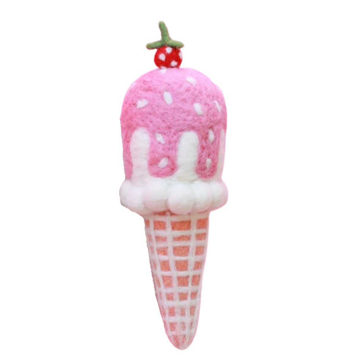 Strawberries + Cream Ice-Cream Cone Felt Food - Juni Moon