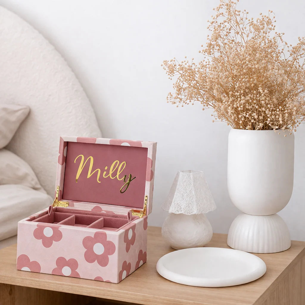 blushing blooms jewellery box with blush floral design
