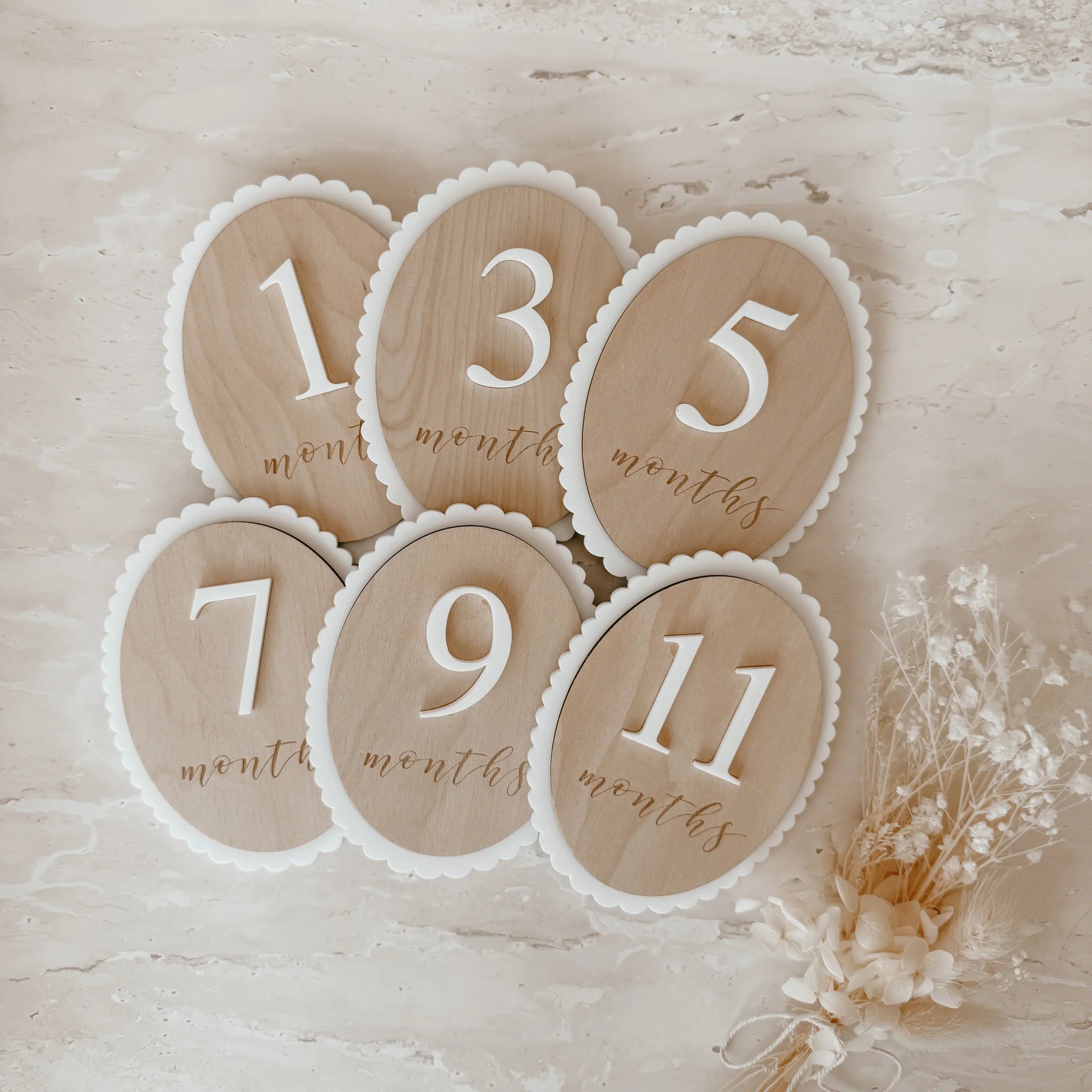 Scallop Baby Milestone Plaque Set - Blossom & Pear