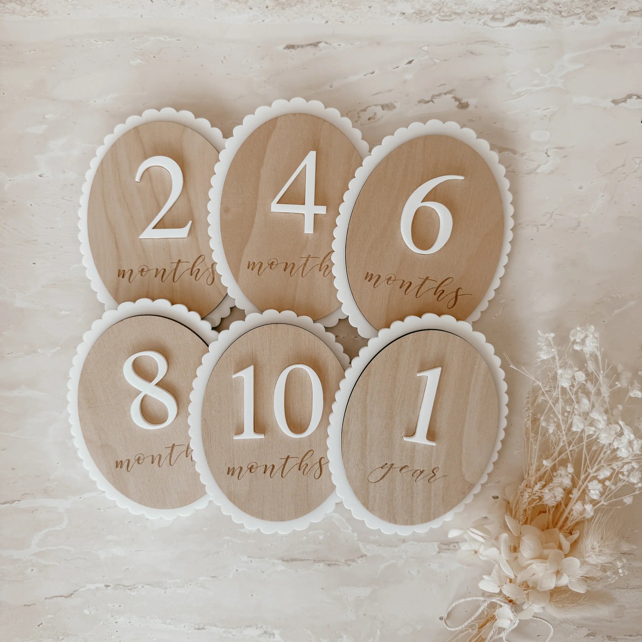 Scallop Baby Milestone Plaque Set - Blossom & Pear