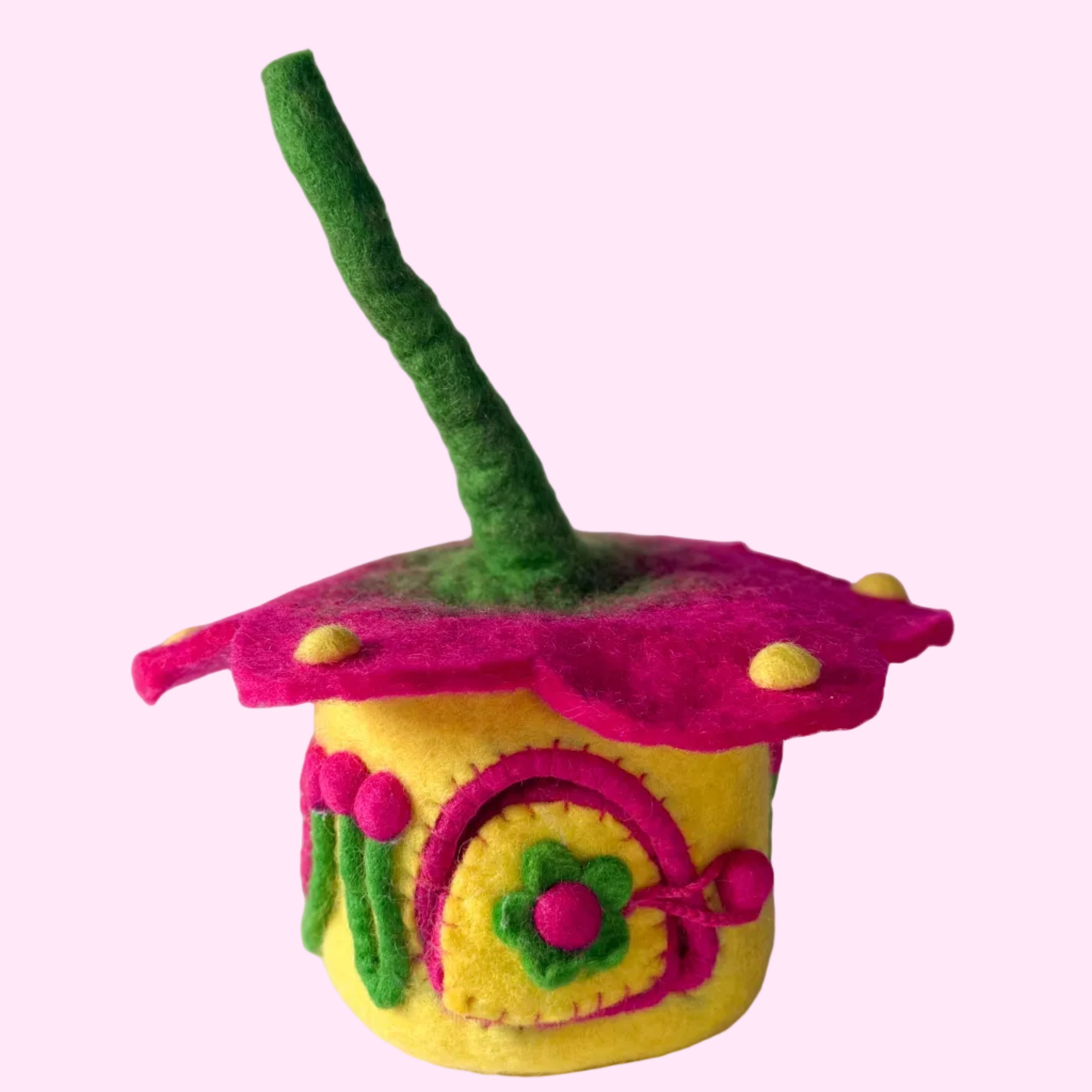 Pink/Yellow Buttercup Felt Fairy House – Himalayan Felt Co