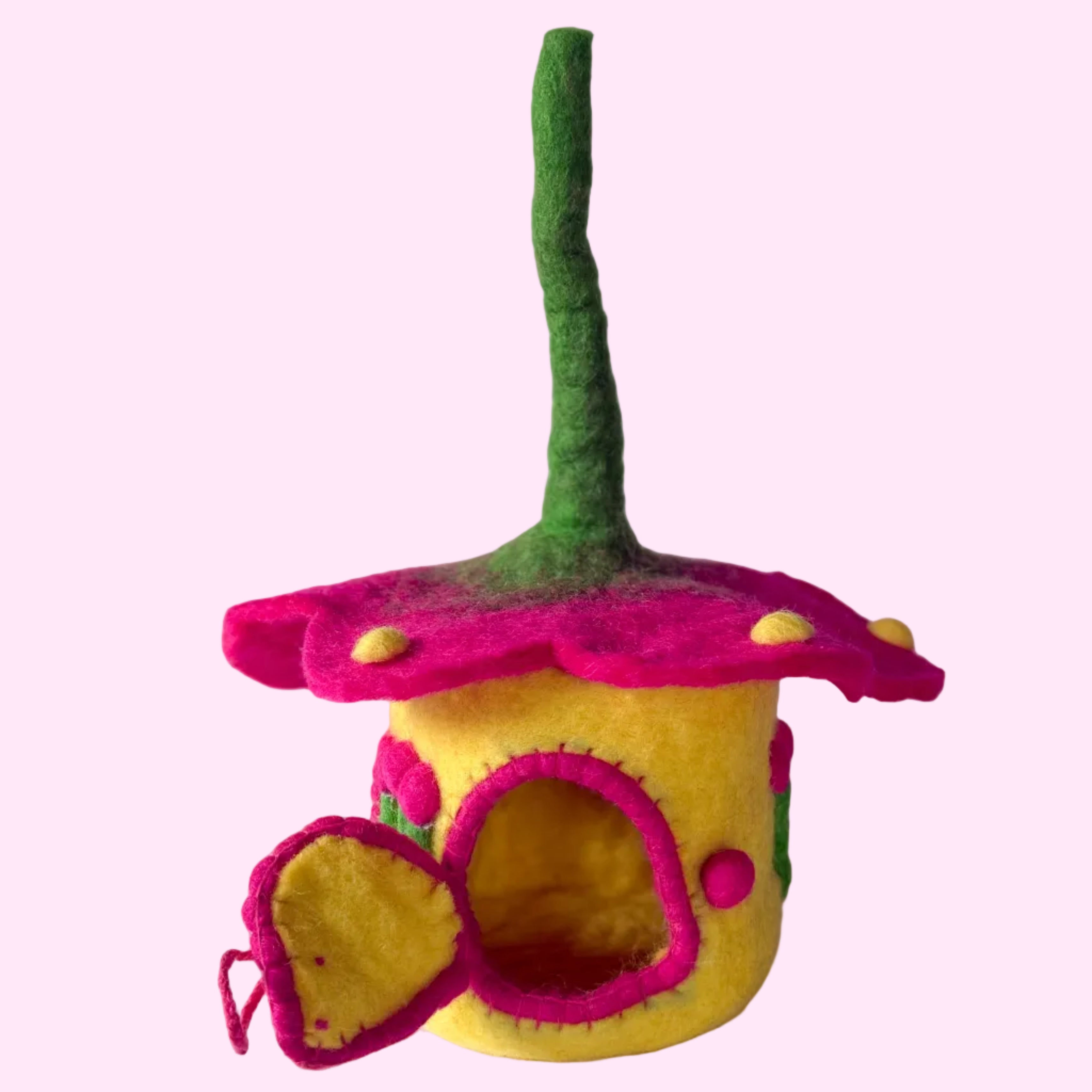 Pink/Yellow Buttercup Felt Fairy House – Himalayan Felt Co