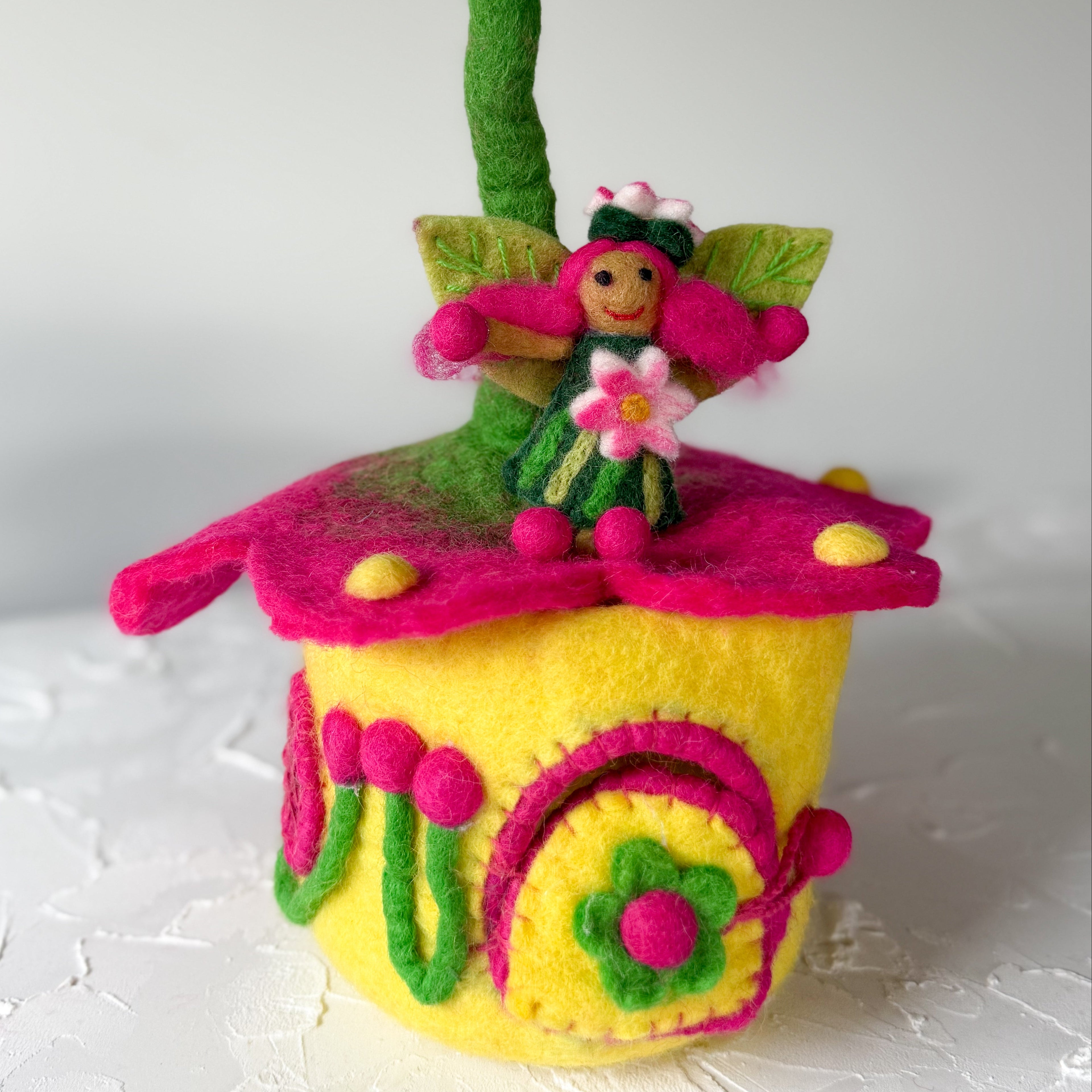 Pink/Yellow Buttercup Felt Fairy House – Himalayan Felt Co