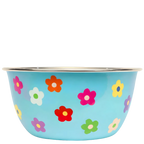 blue daisies stainless steel breakfast bowl by picnic folk