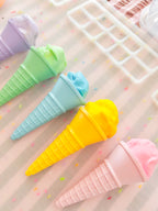 see how to use colourful rainbow 3d printed eco ice cream cone for sensory play with clay, playdough, dough and more. brand is playsense. these are fun for kids. pictures is colours yellow, purple, pink, green and blue