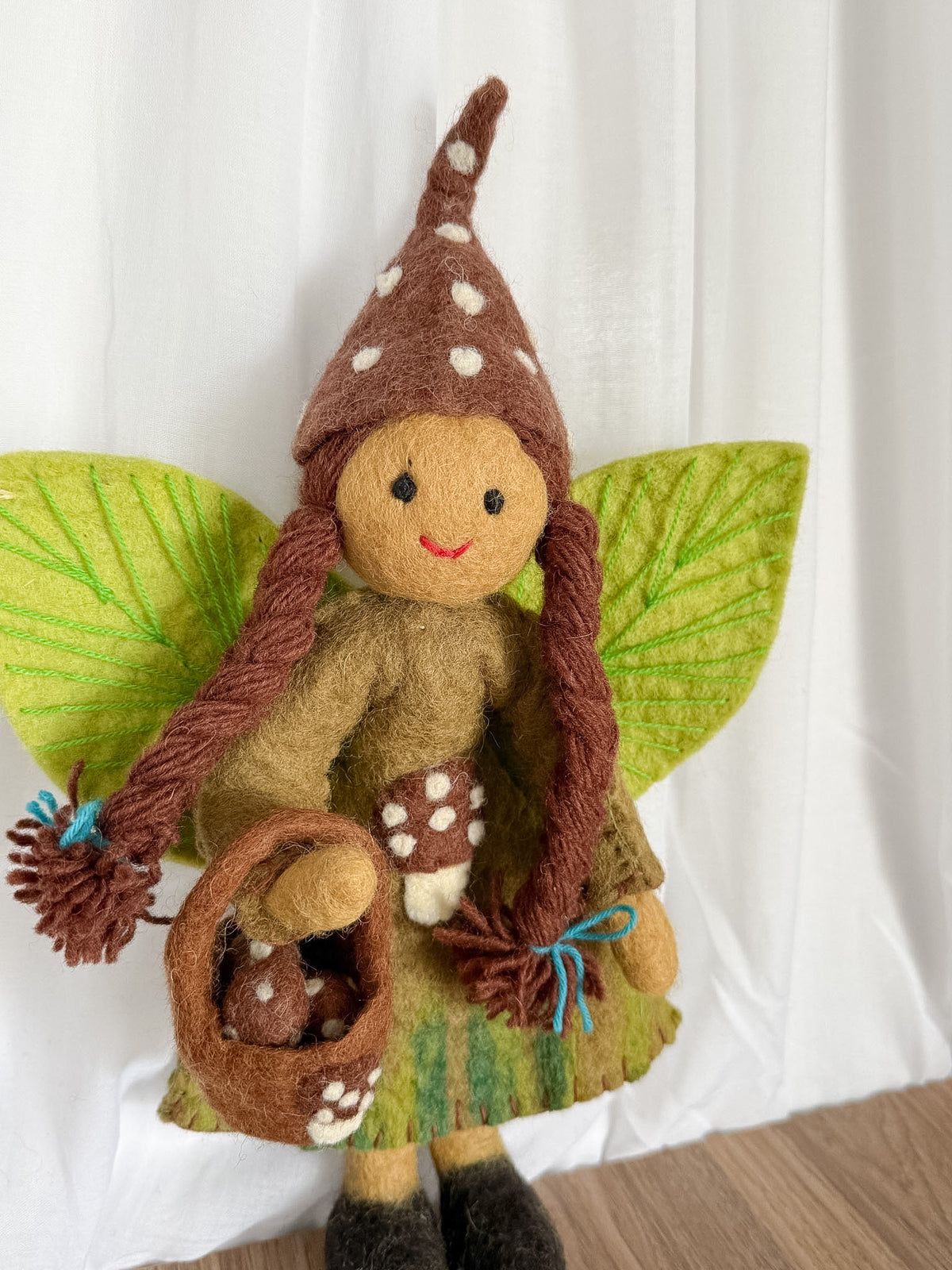 Elfie Toadstool Forest Fairy Doll - Himalayan Felt Co