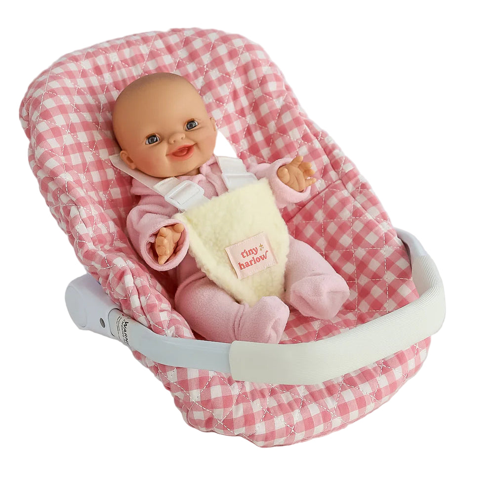 Dolls Car Seat Capsule | Pink Gingham