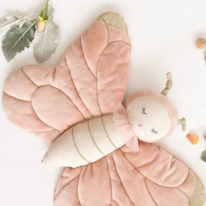 Large pink butterfly plush toy for babies and children by Mon Ami