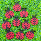 Little Ladybug Sensory Play Coins by Honey Hollow in red and black
