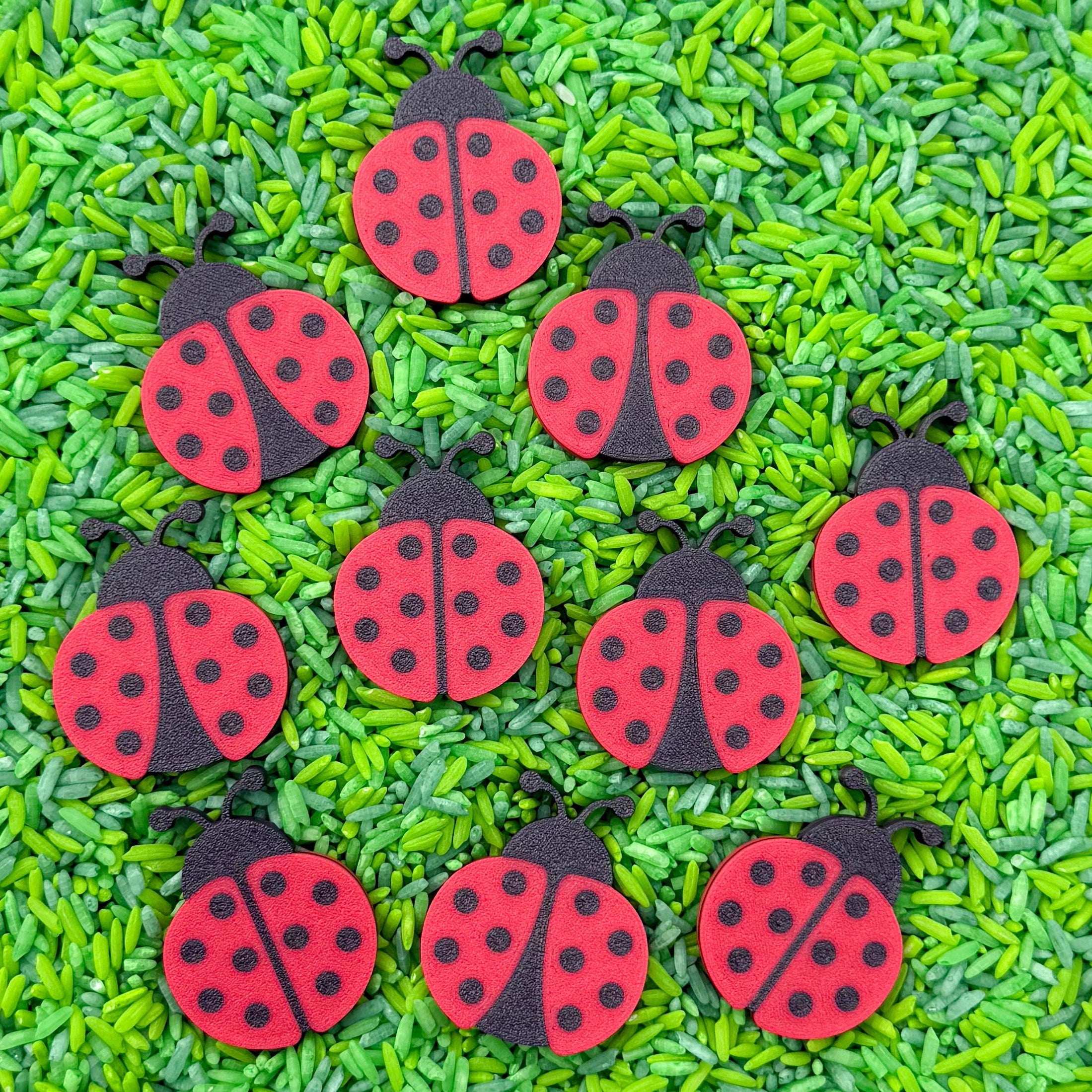 Little Ladybug Sensory Play Coins by Honey Hollow in red and black