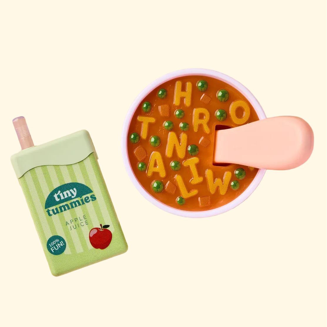 Tiny Tummies Doll Alphabet Soup & Apple Juice Box Set - Tiny Harlow