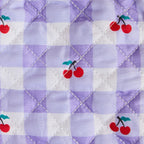 close up fabric of cherry gingham  Dolls Car Seat Capsule by tiny harlow