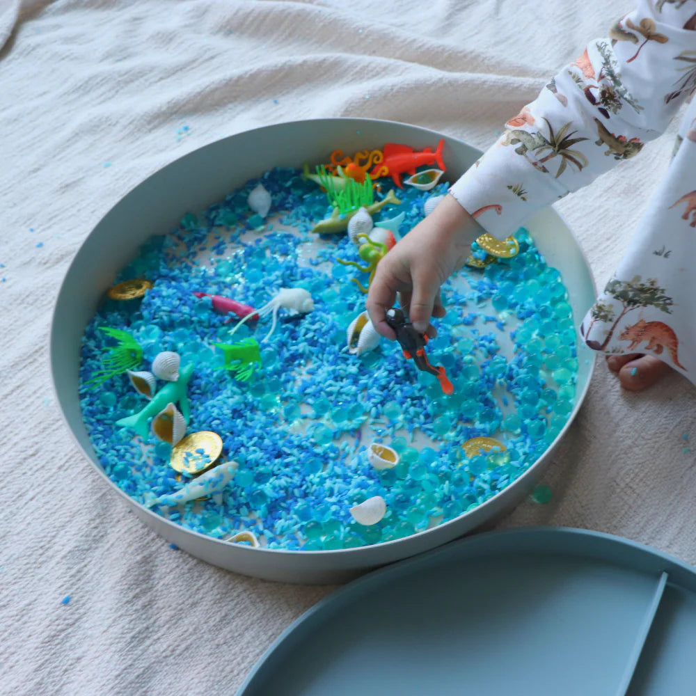 2-in-1 Soft Blue Sensory & Messy Play Tray - Jellystone Designs