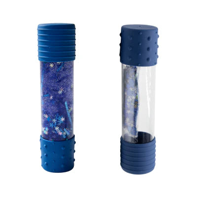 Jellystone Designs DIY Calm Down Bottle in blue with blue silver and iridescent sensory filling kit