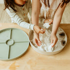 Soft white sensory snow play base for kids sensory bins and imaginative play